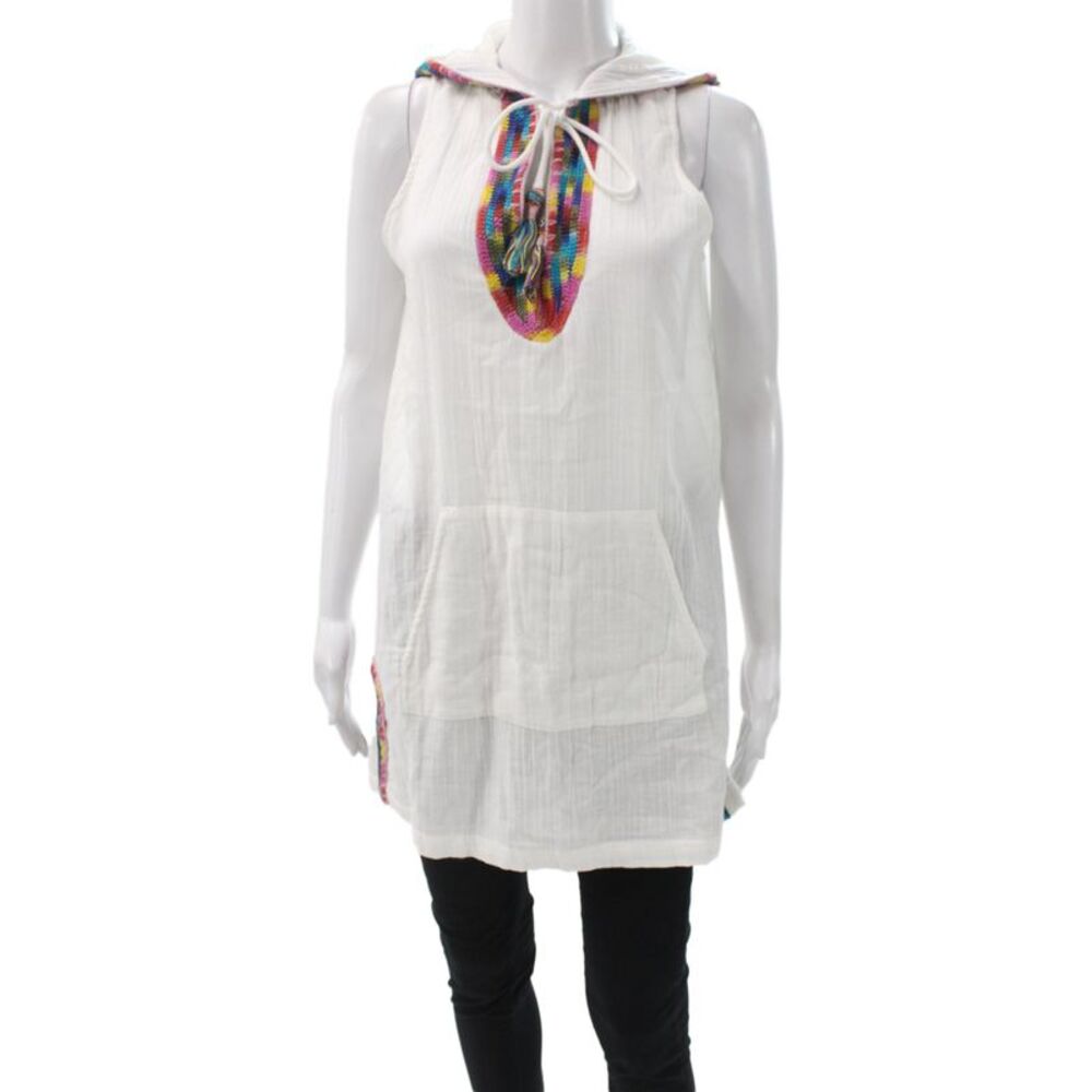 Calypso Saint Barth Women Striped V-Neck Cotton Sleeveless Cover Up Size XS